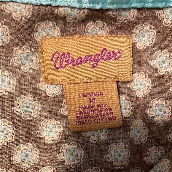 Wrangler Brown and Aqua Western Shirt - Picture 6 of 9
